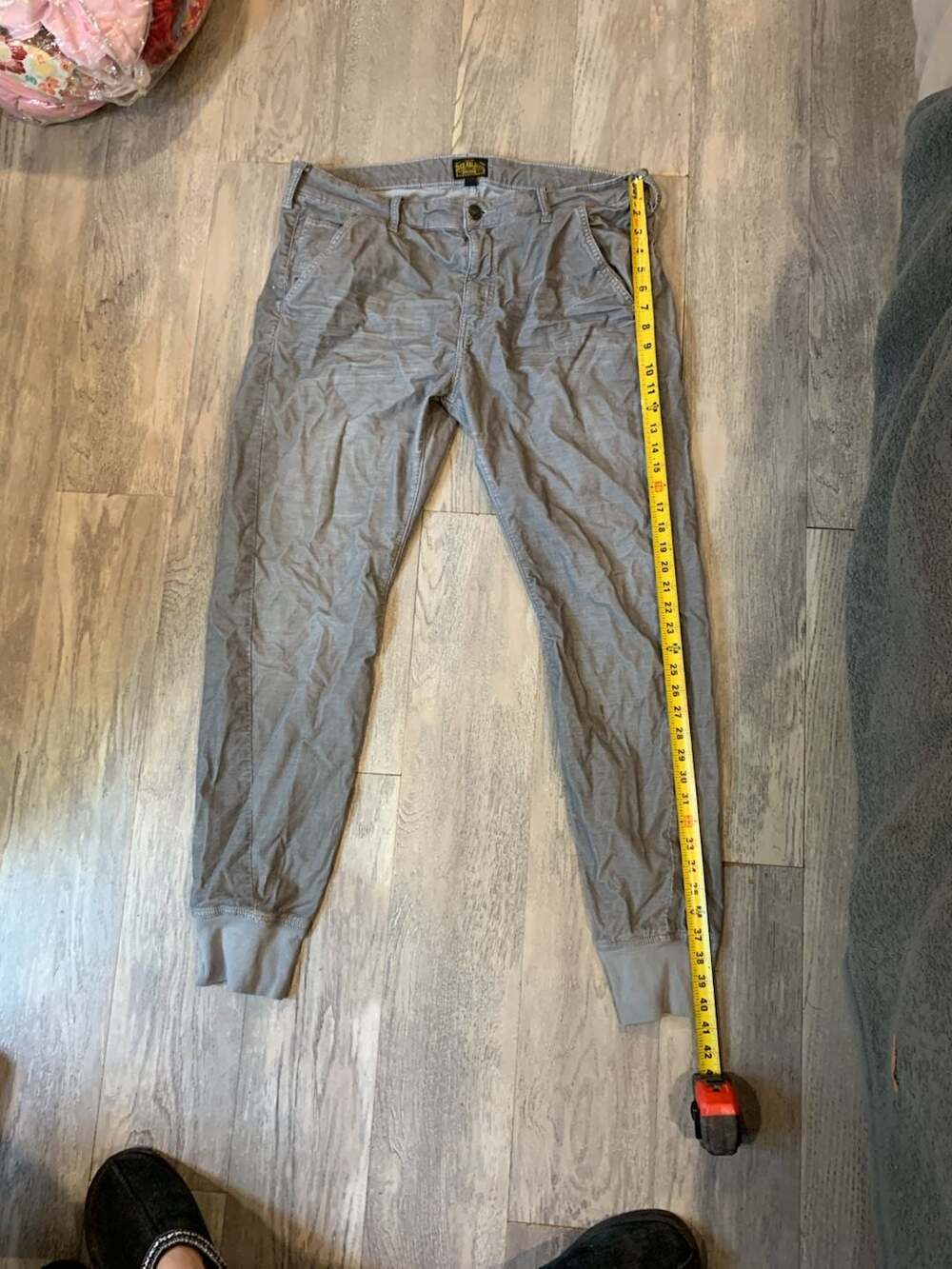 True Religion Jogger Pants Size 35 Gray Corduroy Cuffed Hem